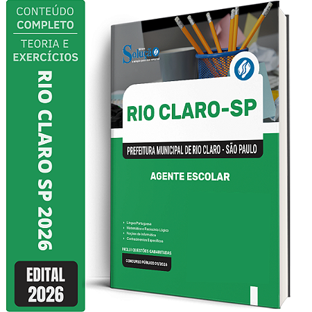 Apostila Prefeitura de Rio Claro SP 2026 - Agente Escolar