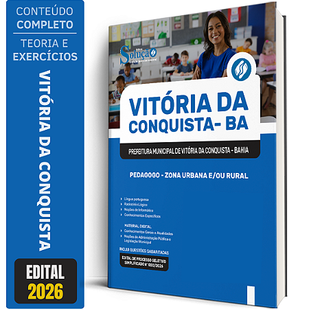 Apostila Prefeitura de Vitória da Conquista BA 2026 - Pedagogo - Zona Urbana e/ou Rural