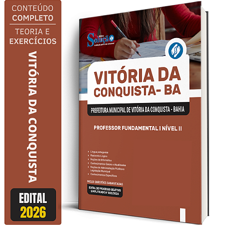 Apostila Prefeitura de Vitória da Conquista BA 2026 - Professor Fundamental 1 - Nível 2