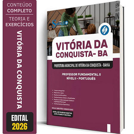 Apostila Prefeitura de Vitória da Conquista BA 2026 - Professor Fundamental 2 Nível 2 - Português