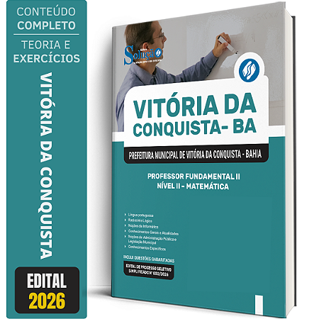 Apostila Prefeitura de Vitória da Conquista BA 2026 - Professor Fundamental 2 Nível 2 - Matemática