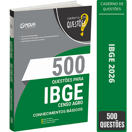 Livro 500 Questões Gabaritadas para IBGE Temporário 2026 Censo Agro - Conhecimentos Básicos