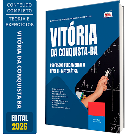 Apostila Prefeitura de Vitória da Conquista BA 2026 - Professor Fundamental 2 Nível 2 - Matemática