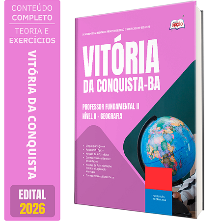 Apostila Prefeitura de Vitória da Conquista BA 2026 Professor Fundamental 2 Nível 2 - Geografia