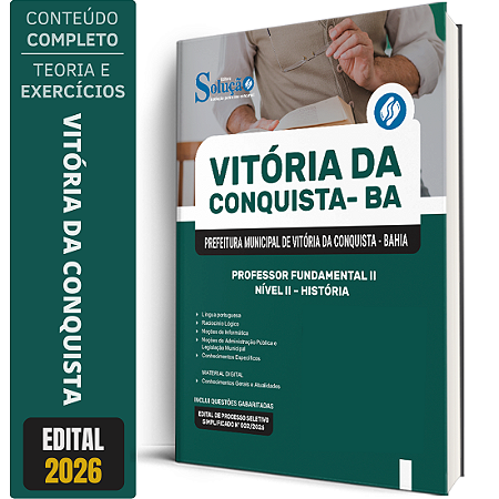 Apostila Prefeitura de Vitória da Conquista BA 2026 Professor Fundamental 2 - História