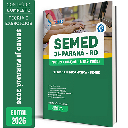Apostila Prefeitura de Ji Paraná RO 2026 Técnico em Informática - SEMED
