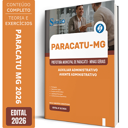 Apostila Prefeitura de Paracatu MG 2026 - Auxiliar Administrativo