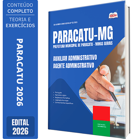 Apostila Prefeitura de Paracatu MG 2026 - Auxiliar Administrativo