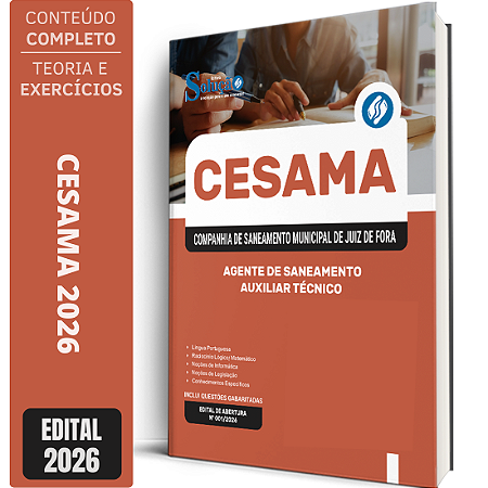 Apostila CESAMA de Juiz de Fora MG 2026 Agente de Saneamento - Auxiliar Técnico