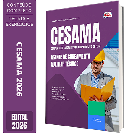 Apostila CESAMA de Juiz de Fora MG 2026 Agente de Saneamento - Auxiliar Técnico