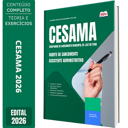 Apostila CESAMA de Juiz de Fora MG 2026 Agente de Saneamento - Assistente Administrativo