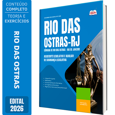 Apostila Câmara de Rio das Ostras RJ 2026 -  Assistente Legislativo e Auxiliar de Segurança Legislativa