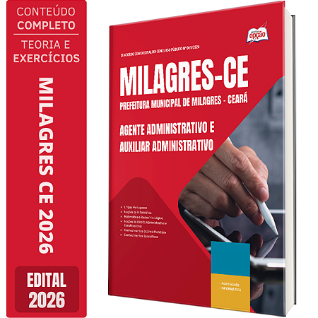 Apostila Prefeitura de Milagres CE 2026 - Agente Administrativo e Auxiliar Administrativo