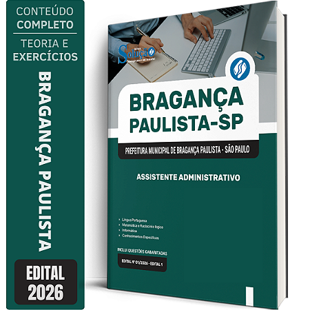 Apostila Prefeitura de Bragança Paulista SP 2026 - Assistente Administrativo