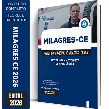 Apostila Prefeitura de Milagres CE 2026 - Motorista/Motorista de Ambulância