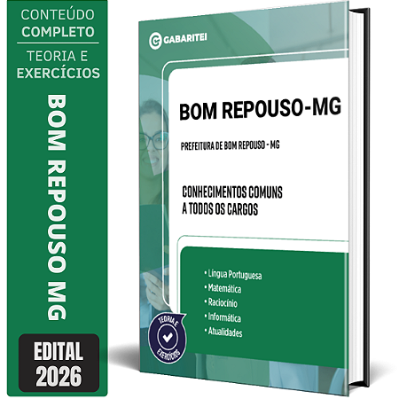 Apostila Prefeitura de Bom Repouso MG 2026 - Conhecimentos Comuns a todos os Cargos