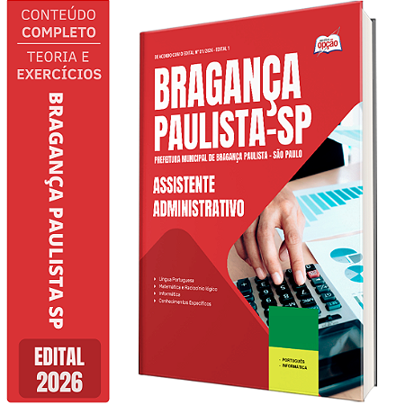 Apostila Prefeitura de Bragança Paulista SP 2026 - Assistente Administrativo