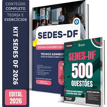 KIT SEDES DF 2026 Apostila Técnico Administrativo + 500 Questões