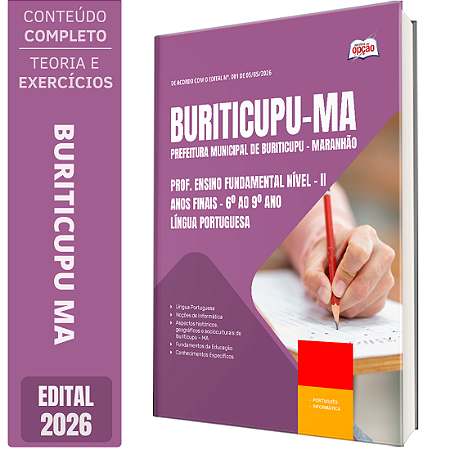 Apostila Prefeitura de Buriticupu MA 2026 Prof. Ens Fund Nível 2 - Anos Finais - Língua Portuguesa