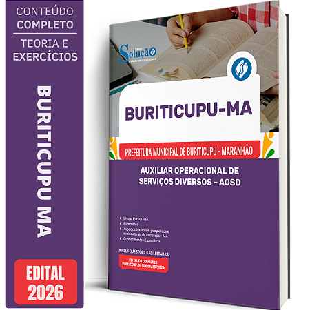 Apostila Prefeitura de Buriticupu MA 2026 - Auxiliar Operacional de Serviços Diversos - AOSD