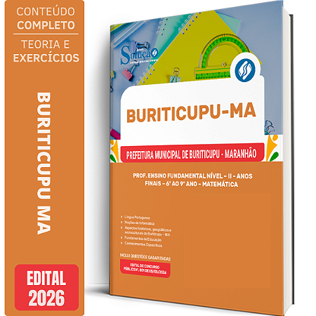 Apostila Prefeitura de Buriticupu MA 2026 - Prof. Ens Fund Nível 2 - Anos Finais - Matemática