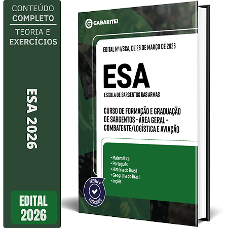 Apostila ESA 2026 - Curso de Formação e Graduação de Sargentos Área Geral - Combatente/Logística e Aviação