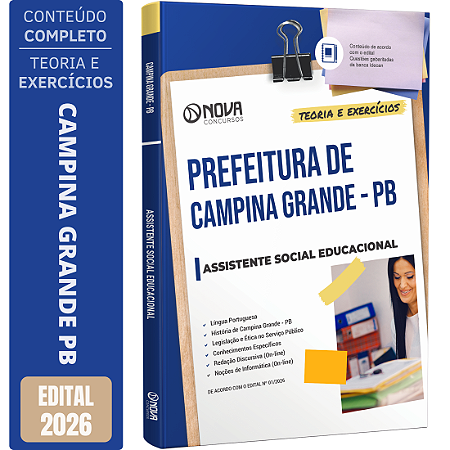 Apostila Prefeitura de Campina Grande PB 2026 - Assistente Social Educacional
