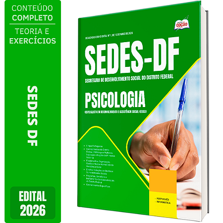 Apostila SEDES DF 2026 Especialista em Desenvolvimento e Assistência Social (EDAS) - Psicologia