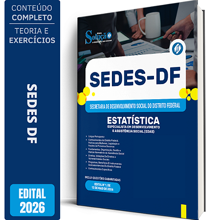 Apostila SEDES DF 2026 Especialista em Desenvolvimento e Assistência Social (EDAS) - Estatística