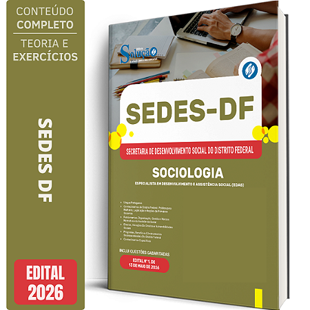 Apostila SEDES DF 2026 Especialista em Desenvolvimento e Assistência Social (EDAS) - Sociologia