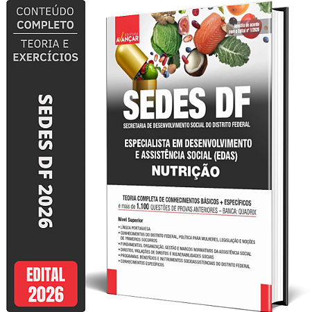Apostila Sedes DF 2026 - Especialista em Desenvolvimento E Assistência Social (EDAS): Nutrição