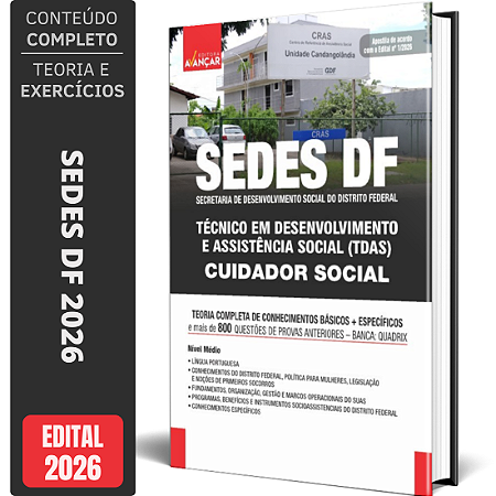 Apostila Sedes DF 2026 - Especialista em Desenvolvimento E Assistência Social (EDAS): Cuidador Social