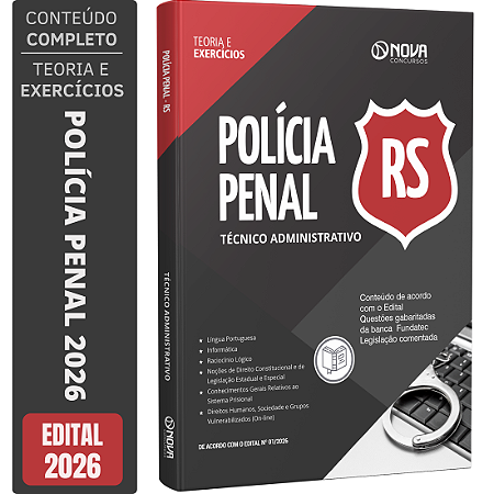 Apostila Polícia Penal RS 2026 - Técnico Administrativo da Polícia Penal