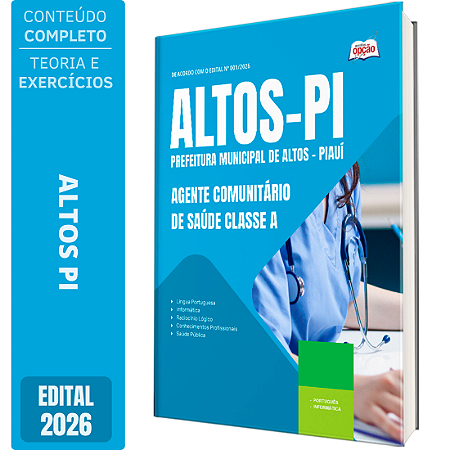 Apostila Prefeitura de Altos PI 2026 - Agente Comunitário de Saúde Classe A