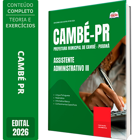 Apostila Prefeitura de Cambé PR 2026 - Assistente Administrativo 3