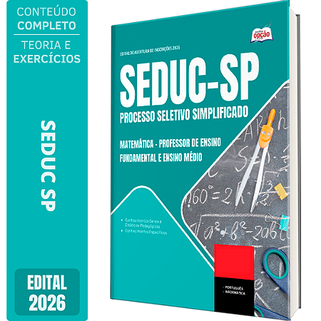 Apostila SEDUC SP 2026 Professor de Ensino Fundamental e Ensino Médio - Matemática