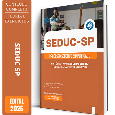 Apostila SEDUC SP 2026 Professor de Ensino Fundamental e Ensino Médio - História