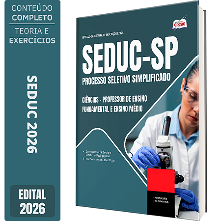 Apostila SEDUC SP 2026 Professor de Ensino Fundamental e Ensino Médio - Ciências