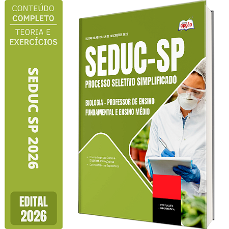 Apostila SEDUC SP 2026 Professor de Ensino Fundamental e Ensino Médio - Biologia