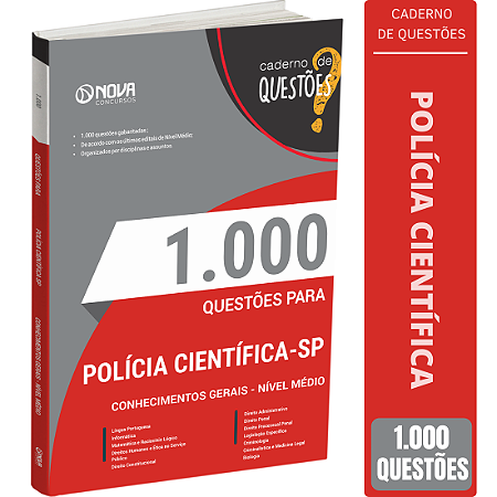Livro 1000 Questões Polícia Científica SP 2026 Comum a Todos os Cargos - Nível Médio