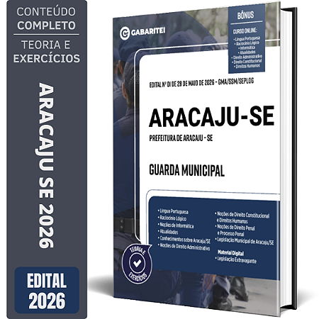 Apostila Prefeitura de Aracaju SE 2026 GCM - Guarda Municipal