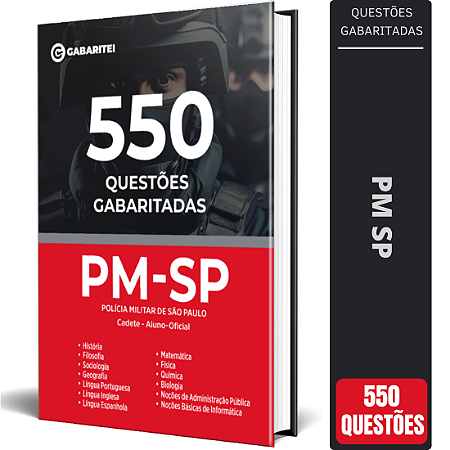 Apostila 550 Questões Gabaritadas PM SP 2026 Cadete - Aluno Oficial