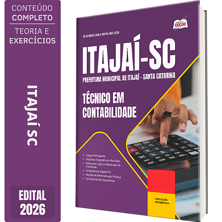Apostila Prefeitura de Itajaí SC 2026 - Técnico em Contabilidade