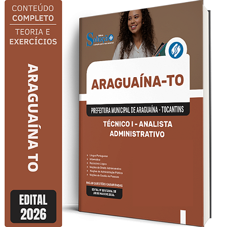 Apostila Prefeitura de Araguaína TO 2026 Técnico 1 - Analista Administrativo