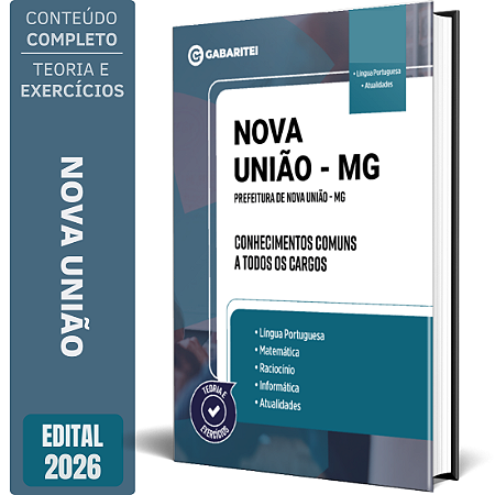 Apostila Prefeitura de Nova União MG 2026 - Conhecimentos Comuns a todos os Cargos