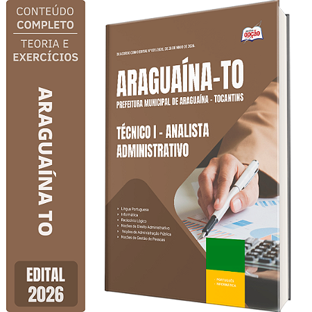 Apostila Prefeitura de Araguaína TO 2026 Técnico 1 - Analista Administrativo