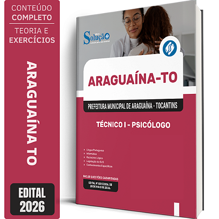 Apostila Prefeitura de Araguaína TO 2026 Técnico 1 - Psicólogo