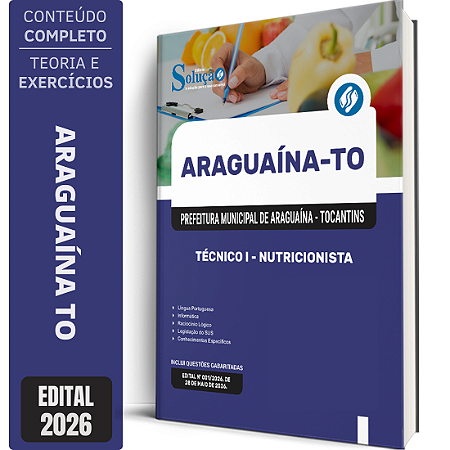 Apostila Prefeitura de Araguaína TO 2026 Técnico 1 - Nutricionista