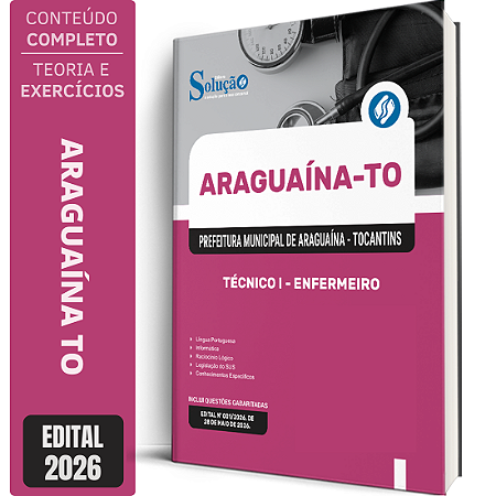 Apostila Prefeitura de Araguaína TO 2026 Técnico 1 - Enfermeiro