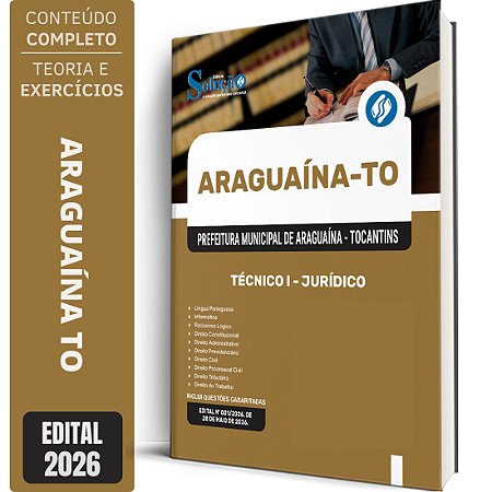 Apostila Prefeitura de Araguaína TO 2026 Técnico 1 - Jurídico